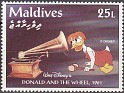 Maldives 1992 Walt Disney Donald And The Wheel 25 L Multicolor Scott 2056